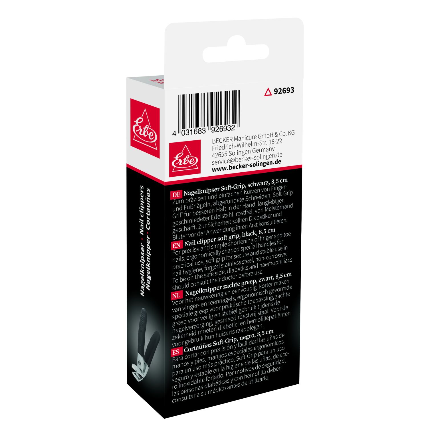 ERBE Nagelknipser soft Grip Schwarz